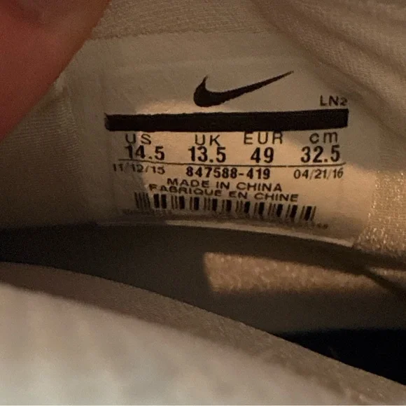 Size 14.5 Nike Lunarbeast Elite TD Football Cleats White Navy Red 847588-419